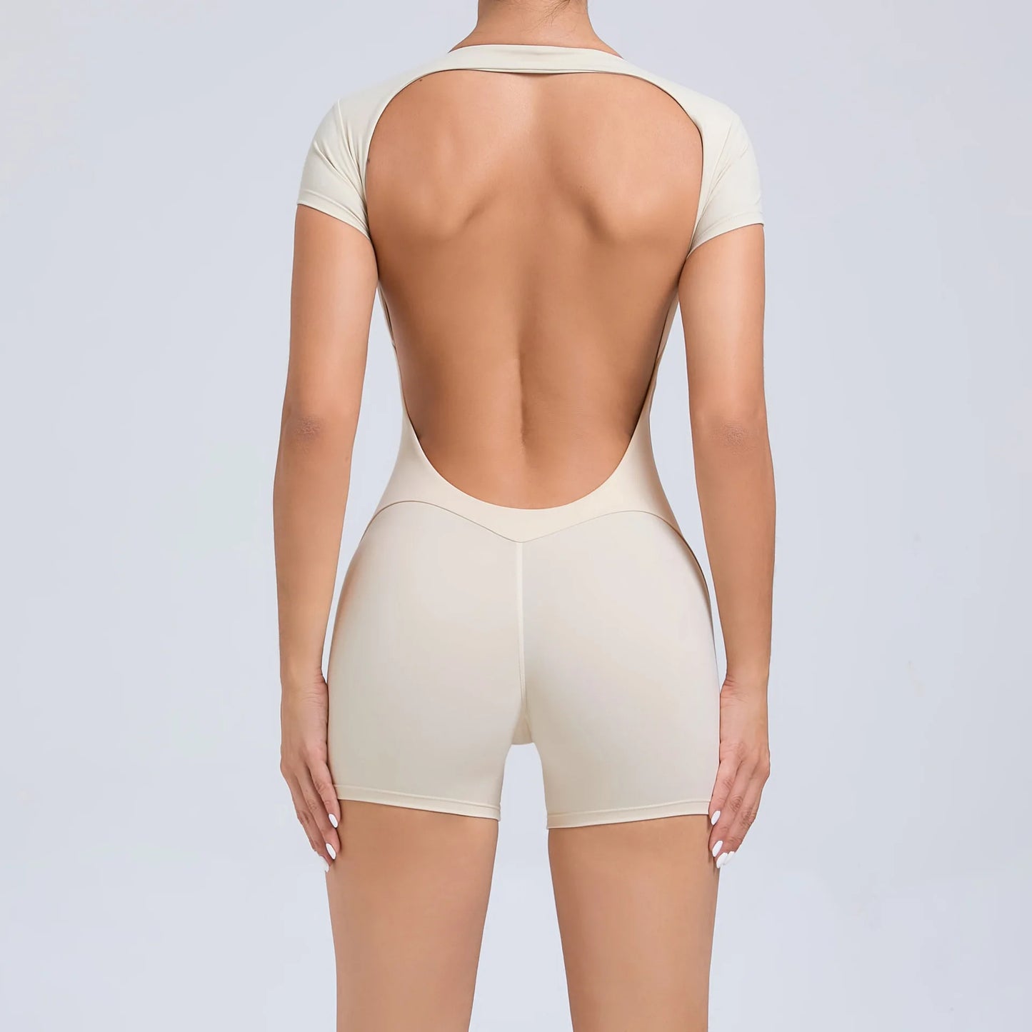 GearUp Women’s Open-Back gym Jumpsuit – Tight-Fit Bodysuit for Gym, Fitness & Cycling