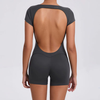 GearUp Women’s Open-Back gym Jumpsuit – Tight-Fit Bodysuit for Gym, Fitness & Cycling